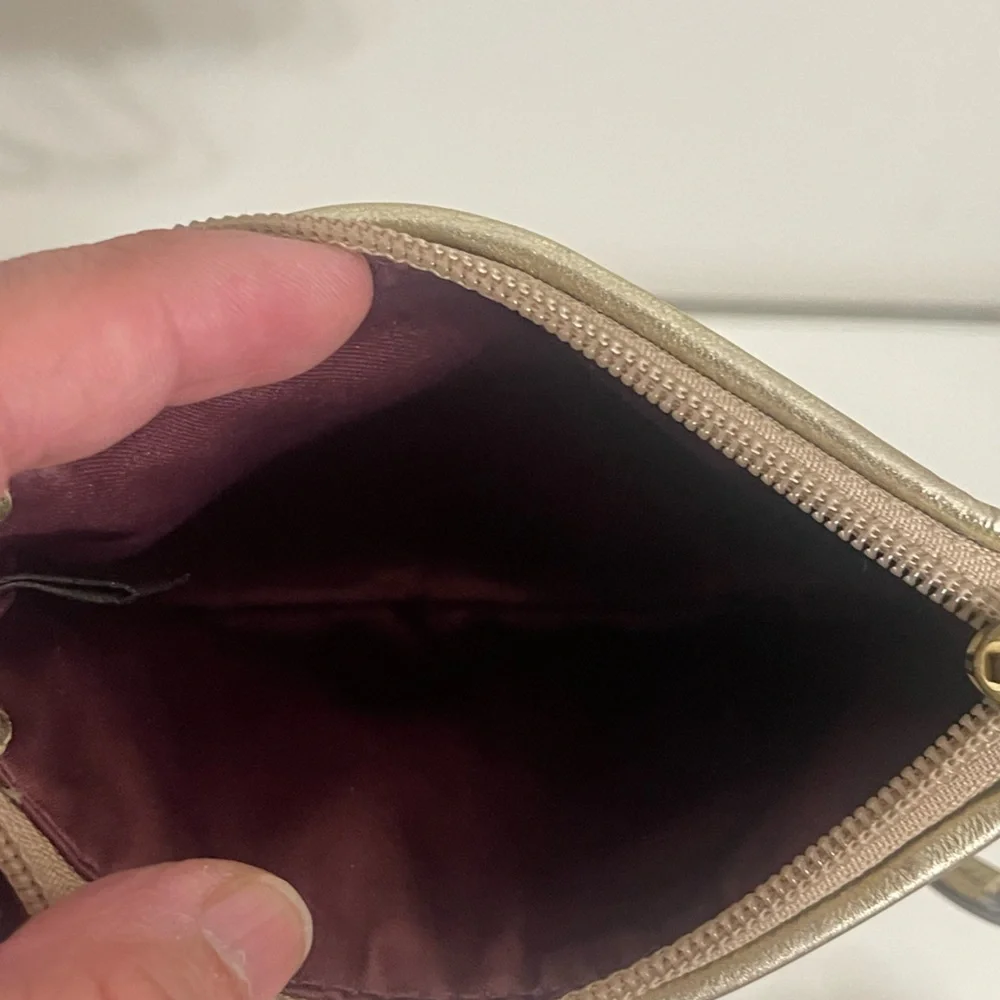 Coach Metallic Gold and Tan Wristlet